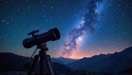 Wall Mural - powerful telescope captures the majestic night sky, unveiling distant stars and galaxies in a breath
