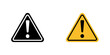 © Nida - Attention Icon Set. Danger Caution or Alert Risk Warning Vector Symbol in a black filled and outlined style. Safety Notice Sign.