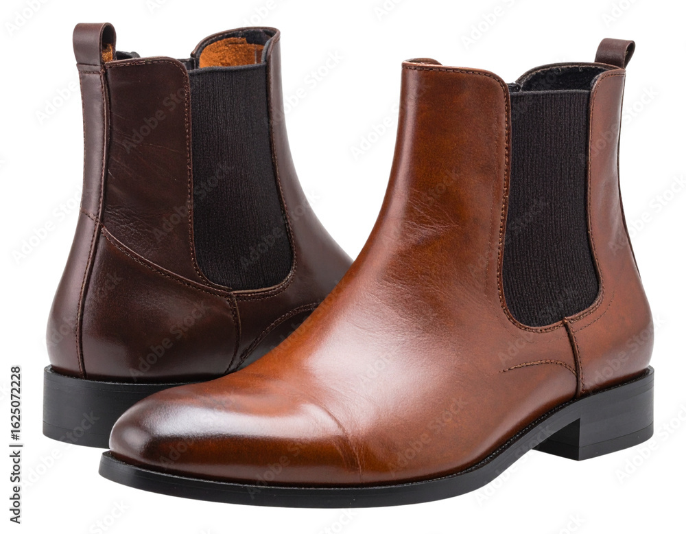 One Chelsea Boot Upright and One Laid on Side, Rear View PNG Stock ...