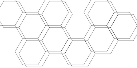 Wall Mural - abstract clean, minimalistic geometric background pattern of thin, gray, interconnected hexagons on 