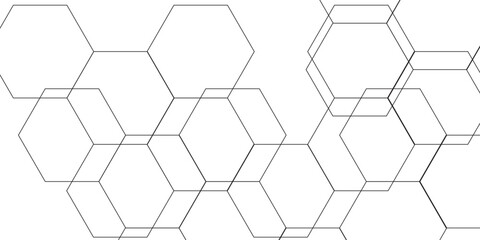 Wall Mural - abstract clean, minimalistic geometric background pattern of thin, gray, interconnected hexagons on 