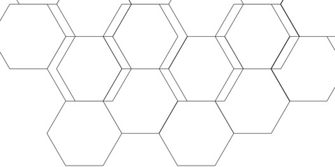 Wall Mural - abstract clean, minimalistic geometric background pattern of thin, gray, interconnected hexagons on 