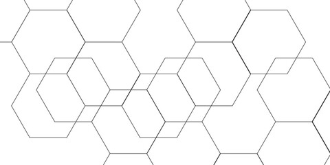 Wall Mural - abstract clean, minimalistic geometric background pattern of thin, gray, interconnected hexagons on 