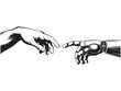 © SagorKundu - Human helping hand Robot digital version line art, Touching virtual world, touch the finger of human outline background, artificial intelligence technology