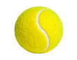 © Lipi - Close-Up of a Bright Yellow Tennis Ball with Fuzzy Texture and Seam Detail, Front View, Isolated on White