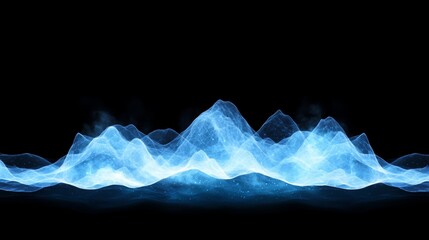 Wall Mural - blue wave with mountains in the background. the blue color of the wave and the mountains creates a s