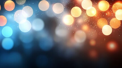 Wall Mural - Blurry image of a blue and orange background with many small circles. The image has a dreamy, ethereal quality to it