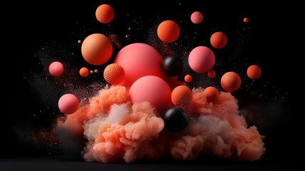 Wall Mural - bunch of colorful balls are scattered in the air, creating a sense of chaos and confusion. the brigh