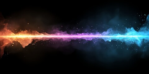 Wall Mural - Colorful line of smoke with a blue and orange section. The smoke is flowing in a straight line, creating a sense of movement and energy