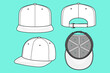 © MdAmirul - Six Panel Baseball Cap Fashion Flat Sketch Template CAD Mockup Different Views.