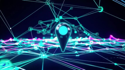 Abstract digital network illustration with glowing points and connection lines on a dark background