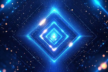 Wall Mural - futuristic glowing digital square in a cyber-inspired grid network design