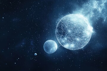 Wall Mural - futuristic digital sphere in space with a web of glowing connections