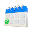 © simohamed - 3d minimal time management concept. schedule organization. future life planning. Calendar with a checkmark on a date. 3d illustration.