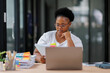 © David - Business Documents, African American woman checking searching document for analysis TAX time,accountant Documents data contract partner deal in workplace office