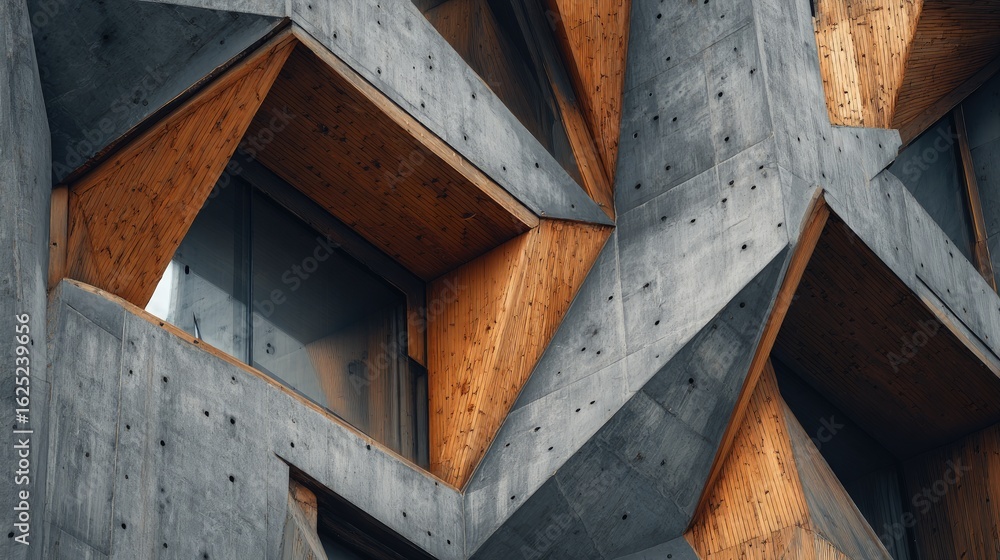 Geometric abstract architecture with a rough concrete exterior ...