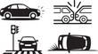 © Naimur creativehouse - Car Accident and Traffic Icons – Black Silhouette Set