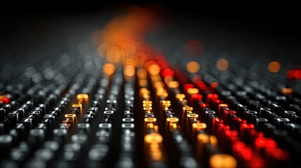 Glowing abstract tech background with binary code fragments deep blacks and electric highlights