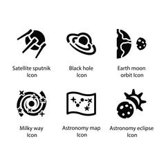 Wall Mural - Satellite sputnik, Black hole, Earth moon orbit, Milky way, Astronomy map, Astronomy eclipse, icon