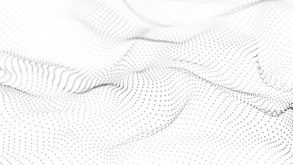 Wall Mural - Dynamic wave with many dots. Abstract motion background of dots. Technology or science. 3d rendering Seamless loop. 4K	