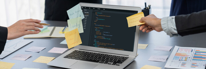 software development programming on computer screen for brisk application and program coding