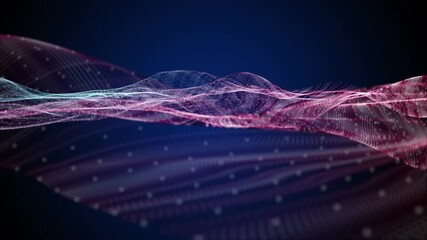 Wall Mural - fantastic video animation with particle wave object in slow motion, 4096x2304 loop 4k