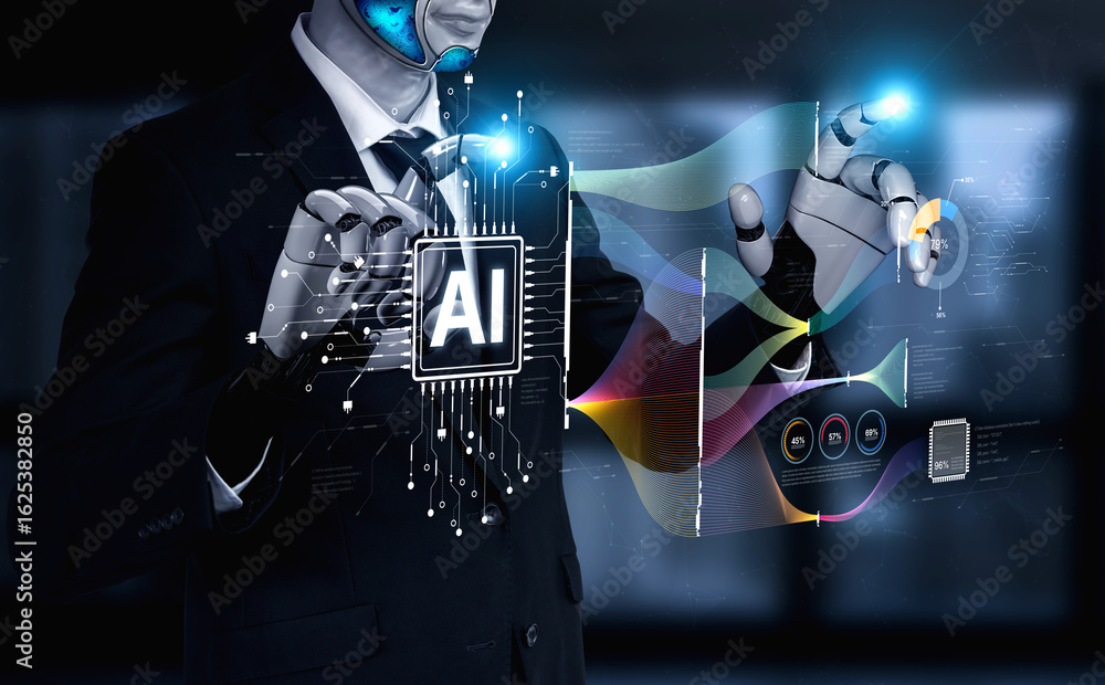 AI brain processes big data with generative AI, LLMs, and machine ...