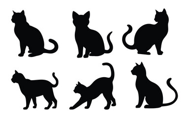 Naklejka na meble Multiple Cat Silhouettes in Motion – Playful Feline Vector Icons