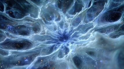 Wall Mural - Ethereal Blue Light Nebula Abstract