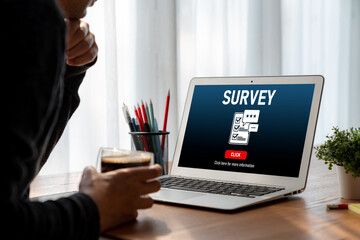 Wall Mural - online survey form for modish digital information collection on the internet network