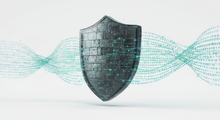 Wall Mural - Digital Shield: Cyber Security Protection with Binary Code Flowing Around