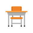 © Lull - (School Desk Chair Setup. Bright educational table and seat. This simple graphic symbolizes scholarly pursuits, growth, and the pursuit of knowledge.)