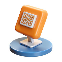 Wall Mural - 3d qr code scanner display stand isolated on transparent background