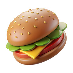 Wall Mural - 3d delicious burger isolated on transparent background
