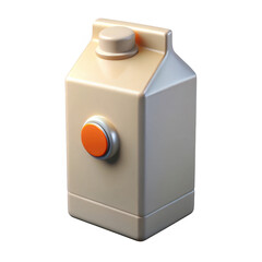 Wall Mural - 3d creamer carton with orange button isolated on transparent background