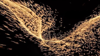 Sticker - flowing stream glowing golden particles flashing light trails moving dark backdrop ideal dynamic motion background luxury themed media title