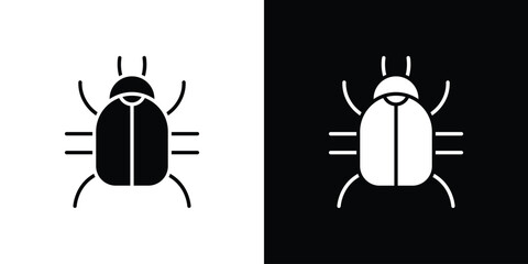 Bug icon collection. Black and white filled vector illustration.