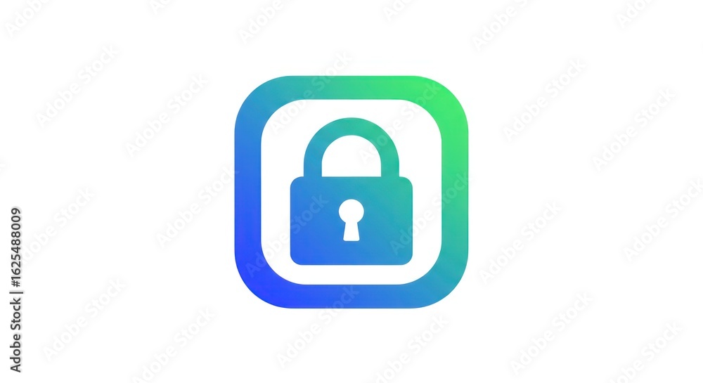 Gradient Padlock Icon: Modern Security Symbol with Rounded Square Frame