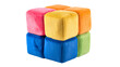 © Auraclicks - Plush colorful cube ottoman seating arrangement soft furniture home decor modern design vibrant colors stackable transparent background