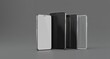 © Hassan - Modern Smartphones with Blank Screens on Gray Background