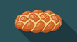 © Arsaka  Saka - Artistic depiction of sweet braided challah bread on teal background showcasing traditional culinary culture and design featuring delicious baked