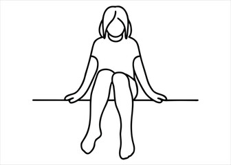 Wall Mural - artistic depiction of a female figure seated comfortably with her lower extremities gracefully suspe