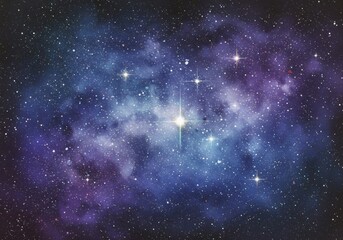 Wall Mural - beautiful watercolor background with shimmering stars in the night sky. heaven and religion concept 