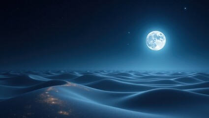 Wall Mural - Moonlight desert landscape under a full moon.