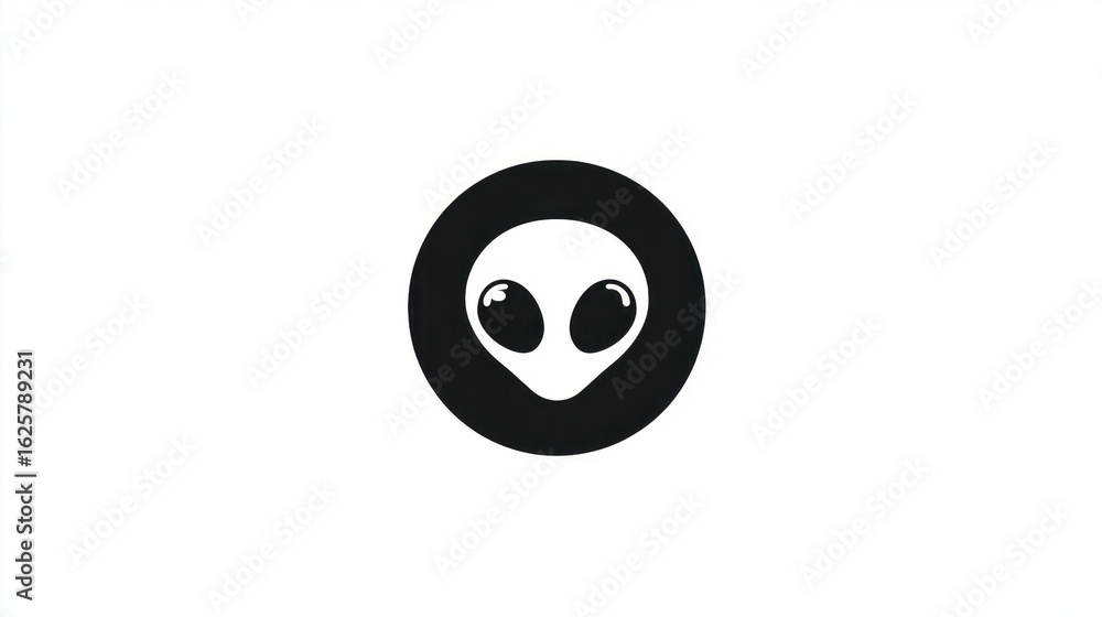 Alien logo: A simple black and white design featuring the head of an ...