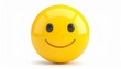 © Imagine Art - Smiling, happy yellow emoji faces on white background, a 3d rendering of joyful icons and cartoon emoticons expressing happiness and fun