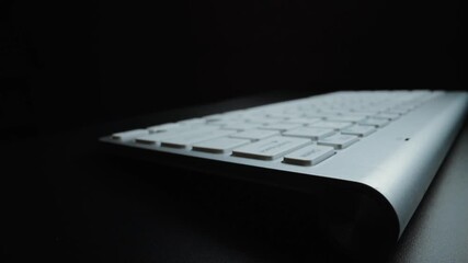 Wall Mural - close-up macro view of keyboard on the laptop computer or desktop computer. macro soft focus dolly s