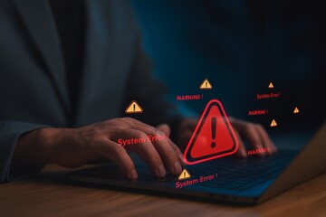system error alert,computer warning notification,digital malfunction,danger popup screen,hacker risk