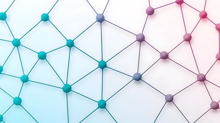 Wall Mural - the image displays a network of interconnected nodes with lines, showcasing a gradient of colors fro