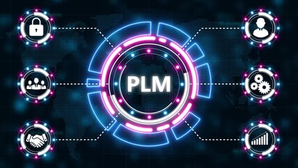 PLM Product lifecycle management system technology concept. Technology.